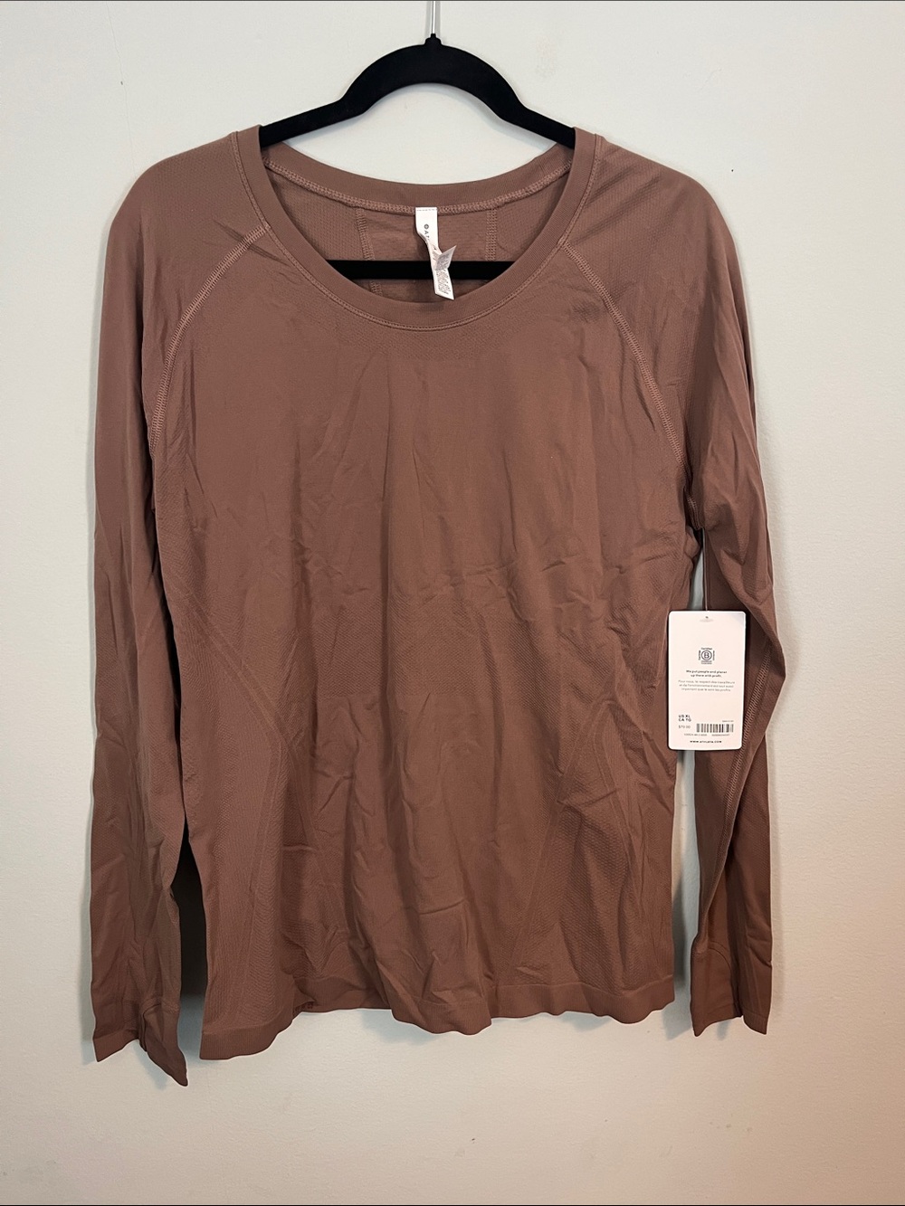 Athleta Long Sleeve Crewneck Top - Mauve Brown